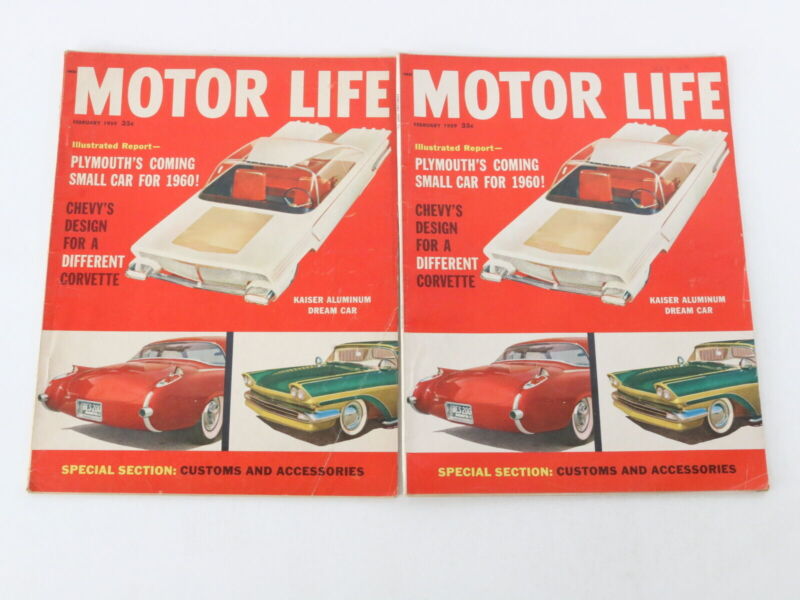 Lot Of 4 Motor Life Vintage Car Magazines Feb Aug Dec 1959 35c