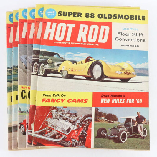 Lot Of 6 Hot Rod January February March 1960 Vintage Car Magazines