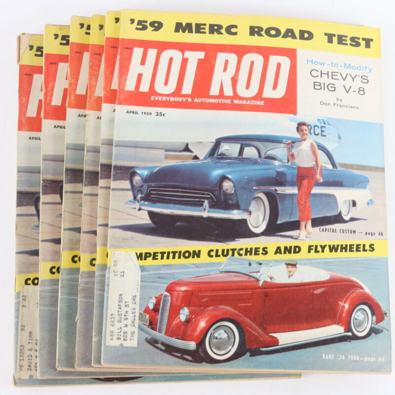 Lot Of 6 Hot Rod '59 Merc Road Test April 1959 Vintage Car Magazines