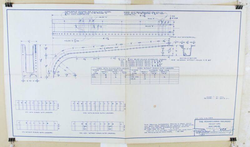 Pennsylvania PRR X31 X32 X33 Freight Cars Roof Carline 400916D 28.75��� Blueprint