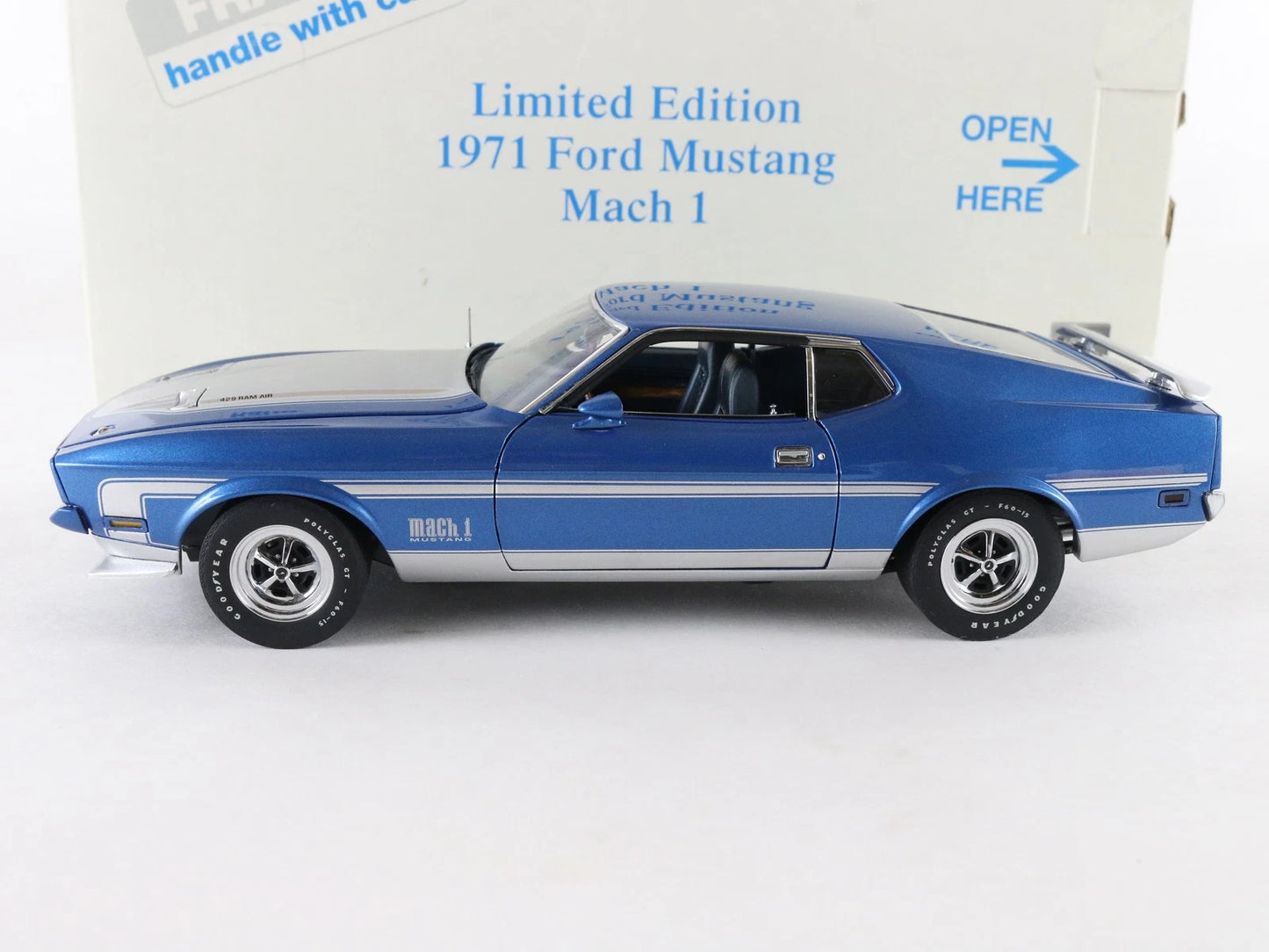 1971 Ford Mustang Fastback Mach 1 Blue #1163/5000 Danbury 1:24 Diecast Model