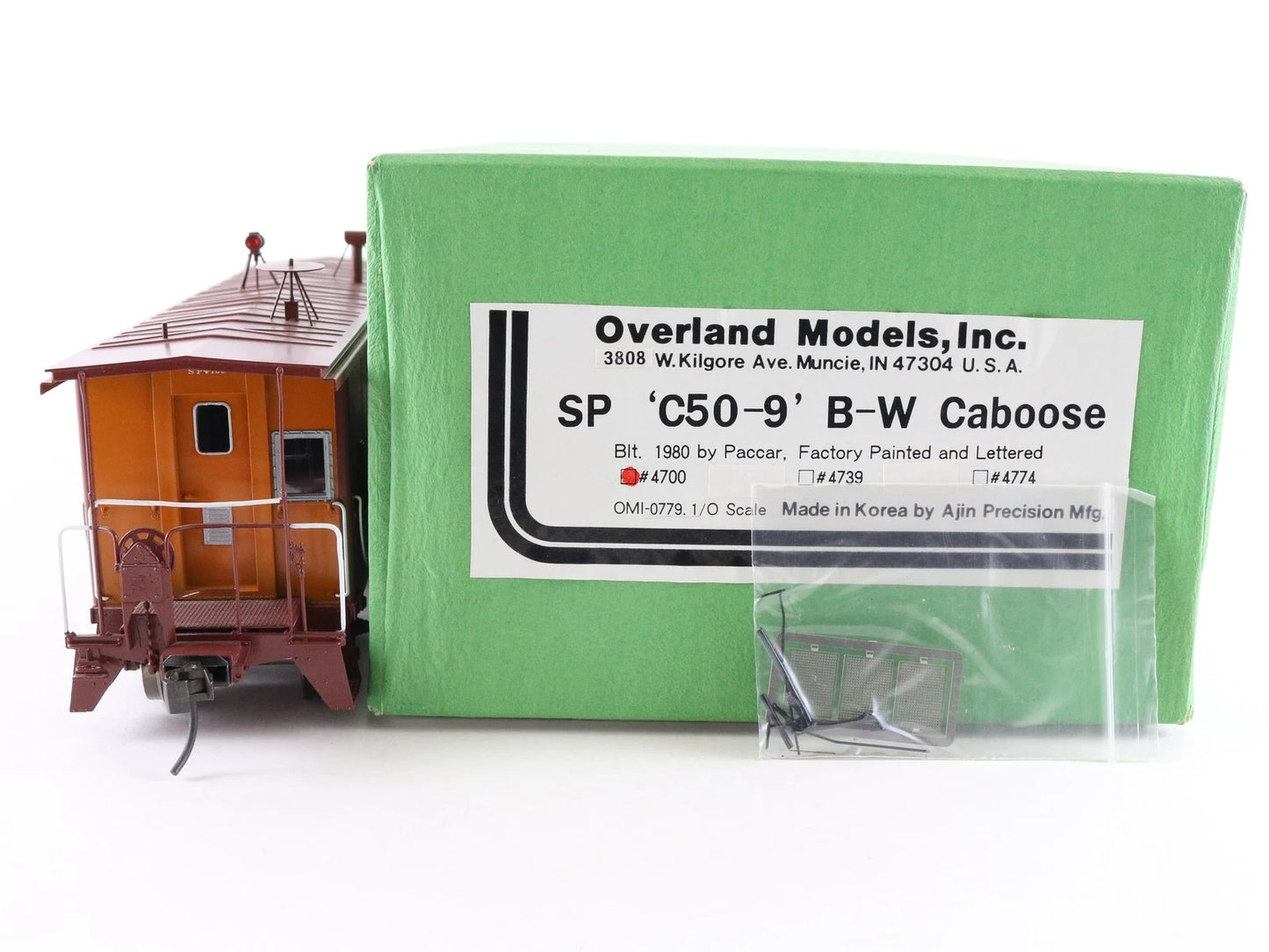 Overland O Scale Southern Pacific Sp 4700 C50-9 Bay Window Caboose Brass Train