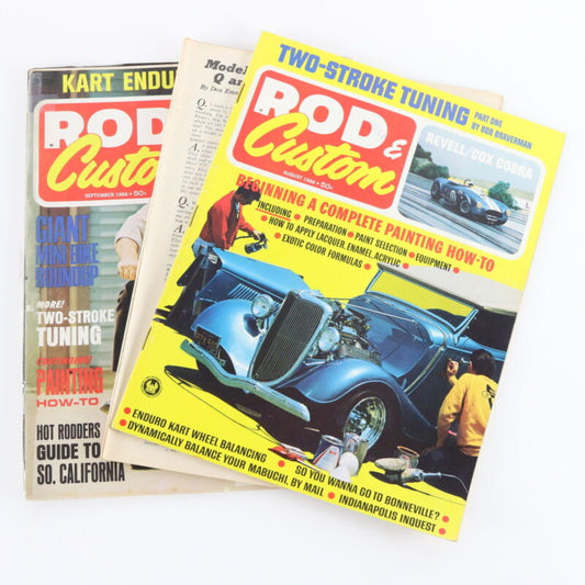 Lot Of 3 Rod & Custom August & September 1966 Vintage Car Magazines