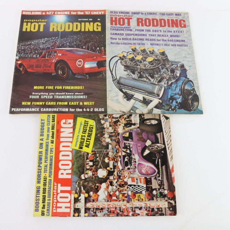 Lot Of 6 Popular Hot Rodding July Aug Sep Oct Nov Dec 1968 Vintage Car Magazines