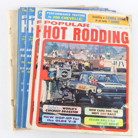 Lot Of 6 Popular Hot Rodding May & June 1966 Vintage Car Magazines