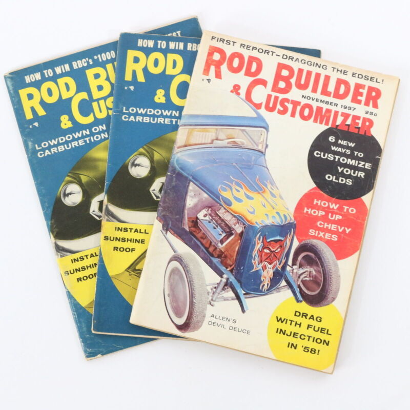 Lot Of 3 Rod Builder & Customizer Chevy Sixes April & November 1957 Magazines