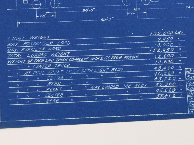 Milwaukee Electric Weight Data Loaded 3 Truck Train 1198 Blueprint 1933 11"