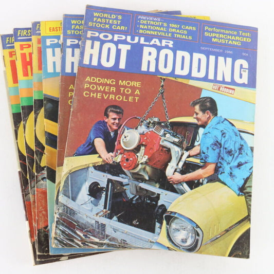 Lot Of 6 Popular Hot Rodding September October November 1966 Car Magazines