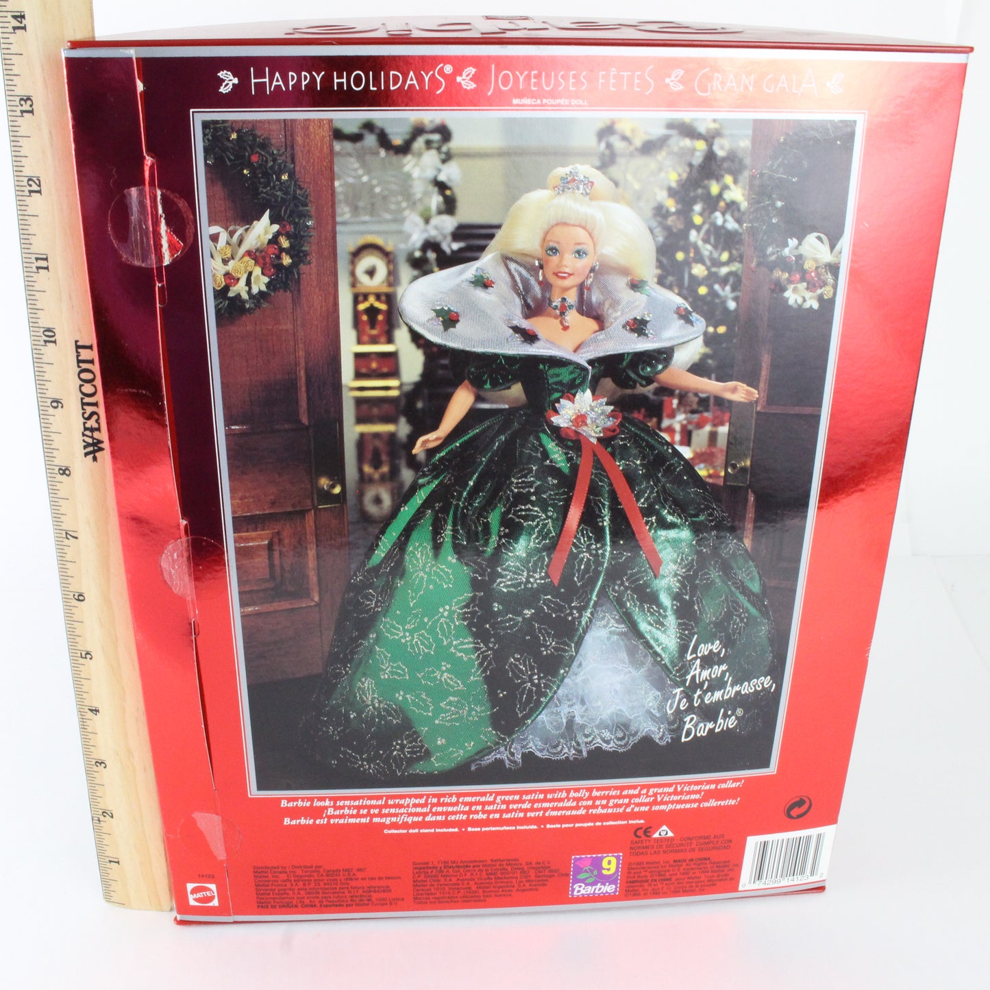 Happy Holidays Barbie Blonde W/ Green Gown Mattel 14123 Foreign Release