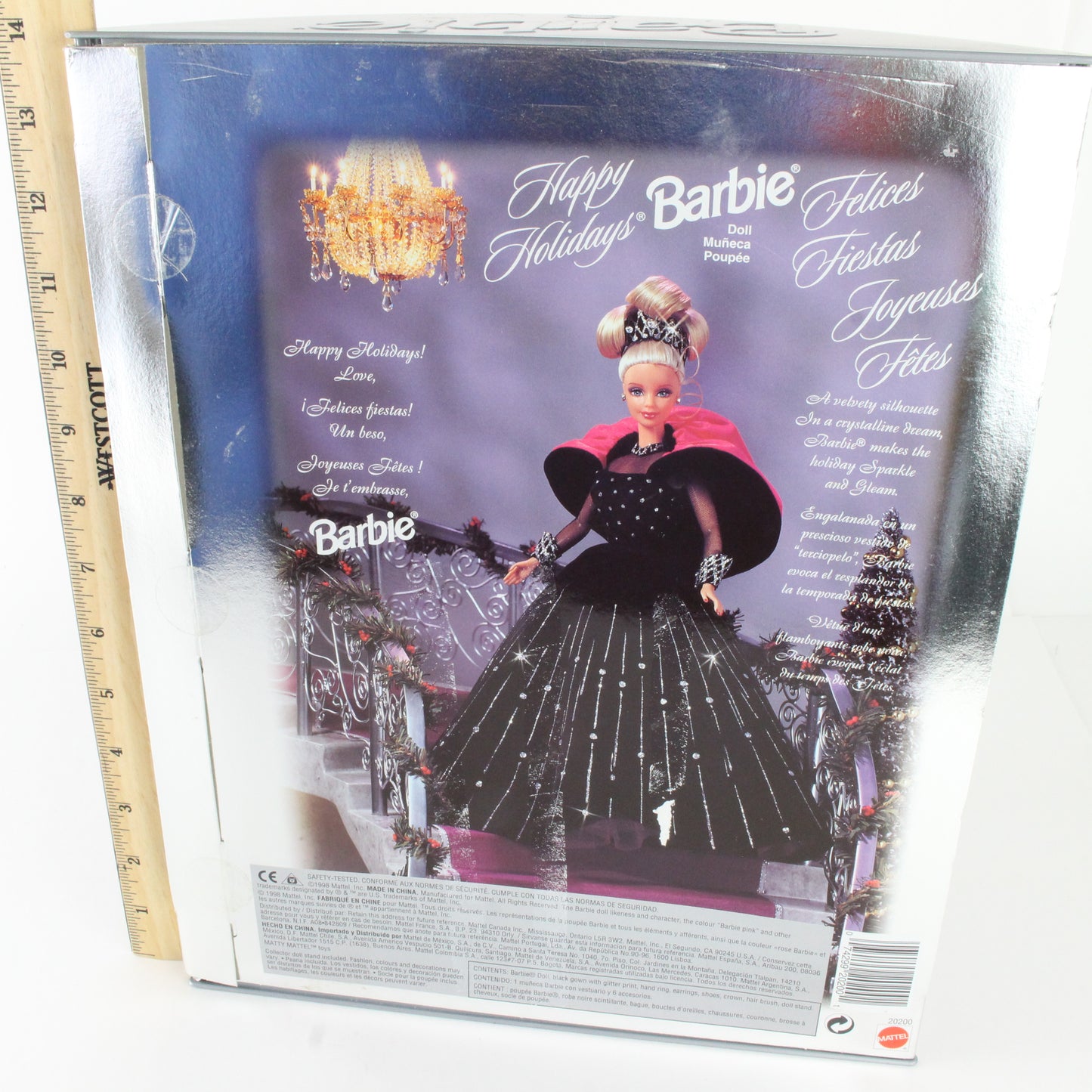 Happy Holidays Barbie Blonde W/ Black Gown 1998 Mattel 20200