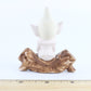 Vintage Custom Painted Ceramic Pixie Sitting On Log 3 In