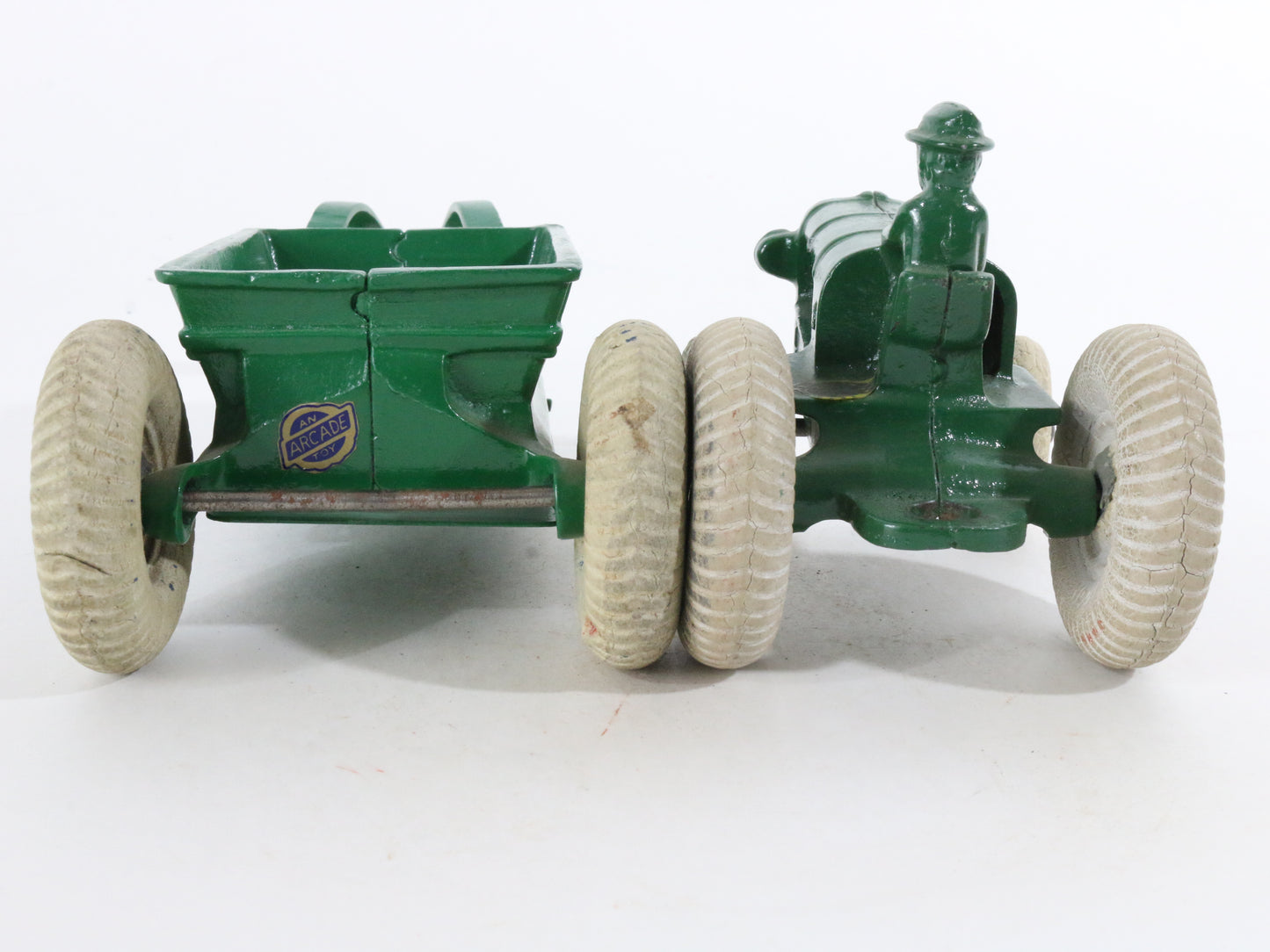 Vintage Green Allis Chalmers Tractor & Trailer w/ Balloon Wheels Arcade