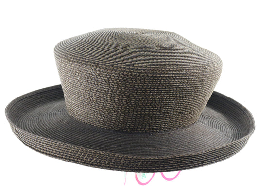 Frank Olive Ladies Brown Mad Hatter Top Kettle Edge Brim Hat 6 7/8 55cm