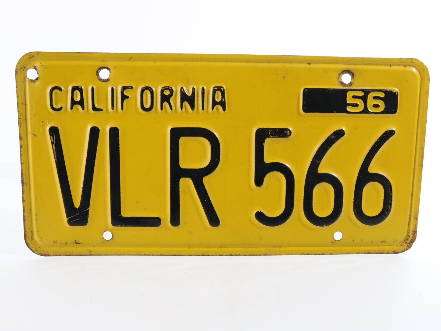 1956 California License Plate VLR566 Original Vintage Metal Automobile