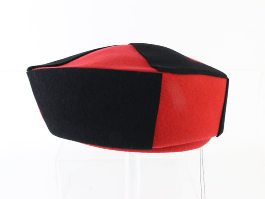 B Michael Red & Black Pill Box Excello Wool Felt Ladies Boutique Hat 7 1/8 57cm