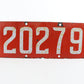 1914 California CAL License Plate # 20279 ING-rich Porcelain Metal