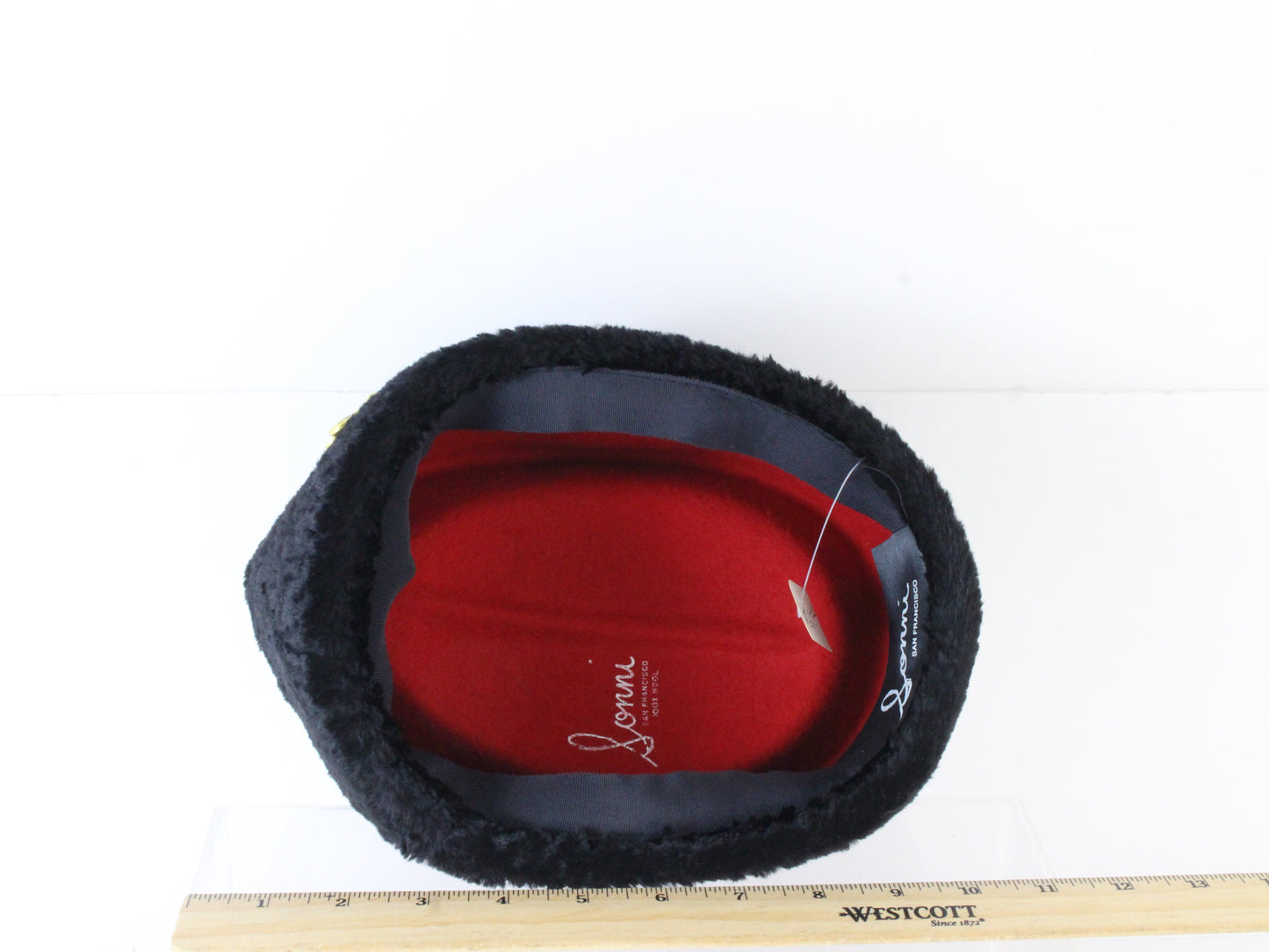 Sonni Of California Ladies Red Wool Felt Hat W/ Black And Gold Detail 7 1/4 58cm