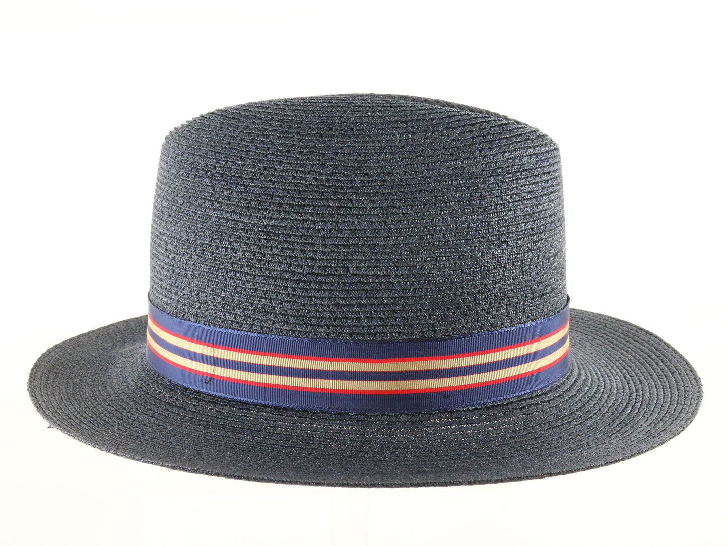 Vintage Biltmore Mens Classic Navy Blue Straw Milan Fedora 6 5/8 53cm