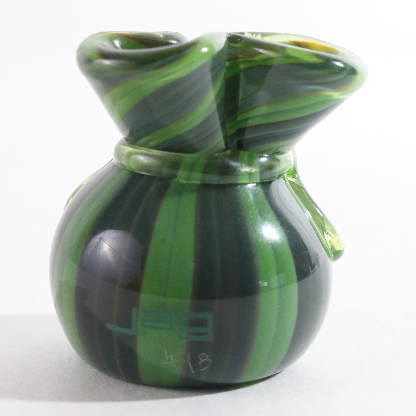 JAG Just Another Gallery Glass Money Bag Green Black Swirl Design #18 1.5"