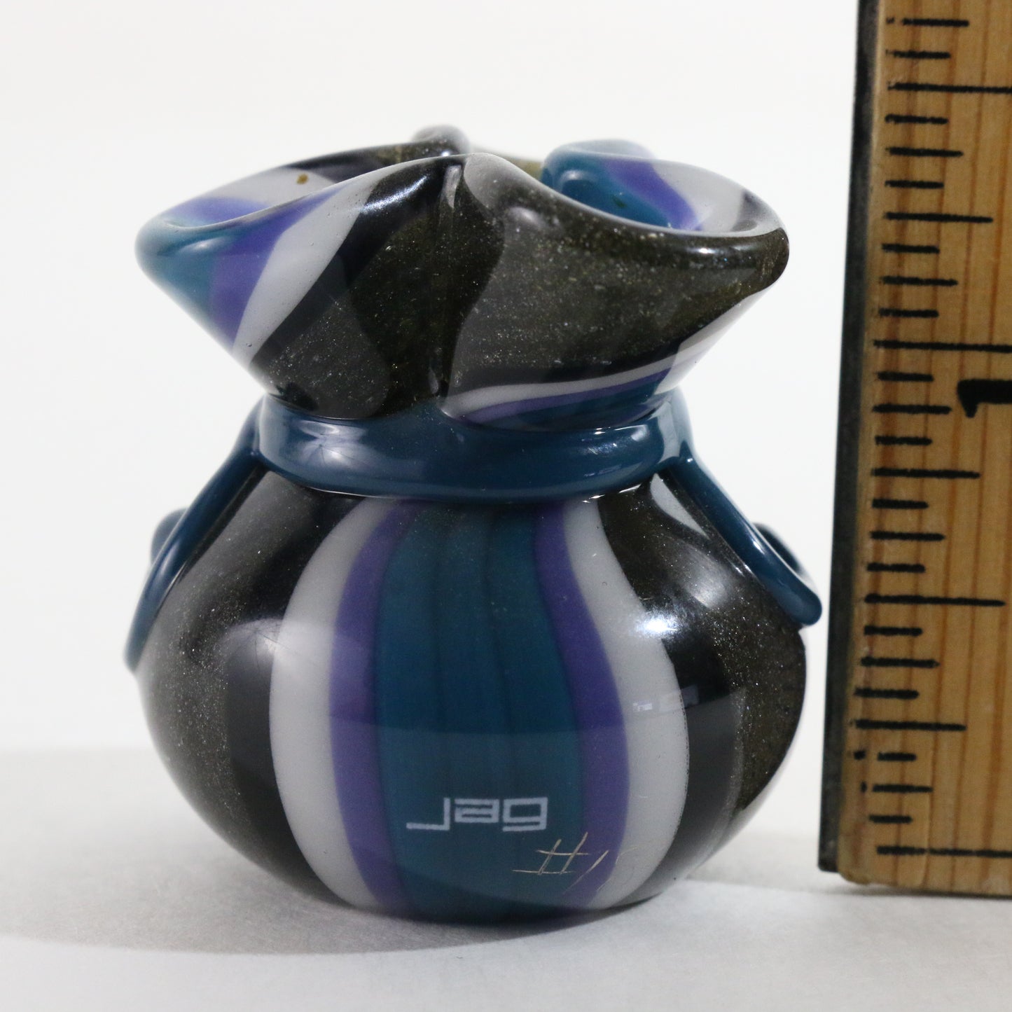 JAG Just Another Gallery Glass Money Bag Black Blue Purple White #18 1.5"