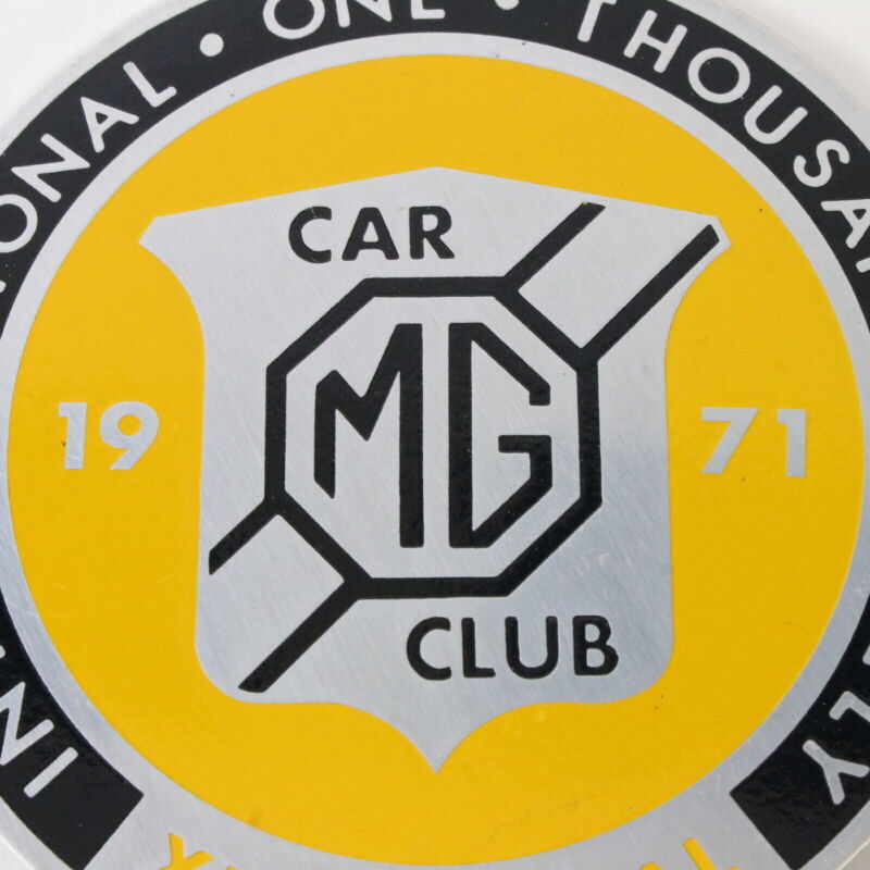 MG Car Club International One Thousand Rally 1971 4.75" Metal Emblem Badge