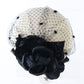 Georgi Ladies White And Black Wool Felt Hat W/ Flowers 6 7/8 55cm