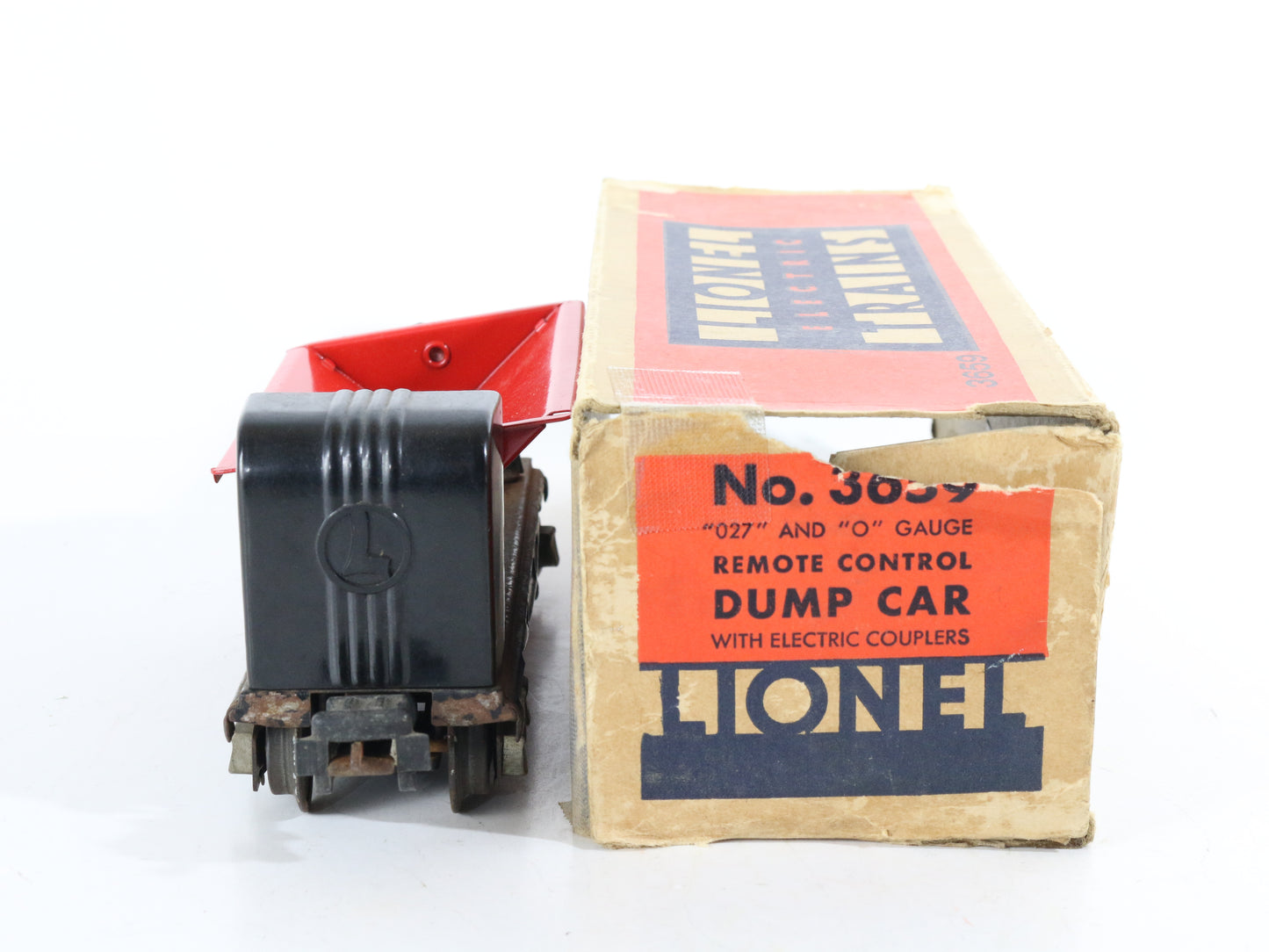 Lionel O Prewar 3659 Remote Control Red & Black Operating Dump Car