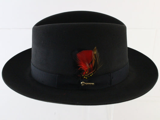Royal Biltmore Mens Black Felt Fedora W/ Feathers and Pin MULTIPLE SIZES