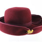 Don Anderson Ladies Elegant Wine Red Wool Felt Hat W/ Gold Details 6 7/8 55cm