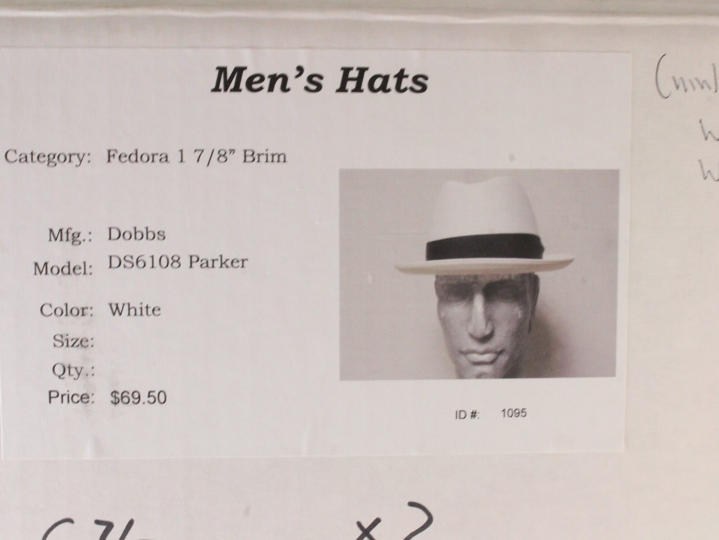 Dobbs Fifth Avenue Parker Mens White Straw Fedora W/ Pin MULTIPLE SIZES