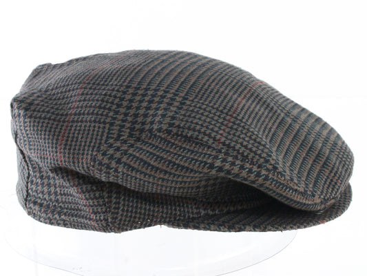 Borsalino Mens Vintage Dark Gray Plaid Newsboy Golf Sport Cap MULTIPLE SIZES