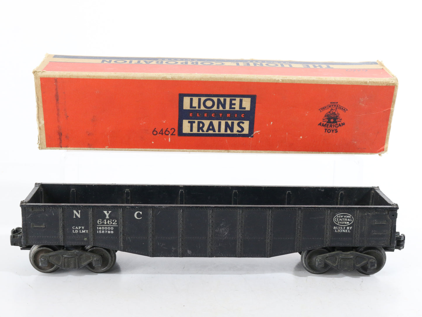 Lionel O Postwar 6462 New York Central Nyc Black Gondola Car + Box