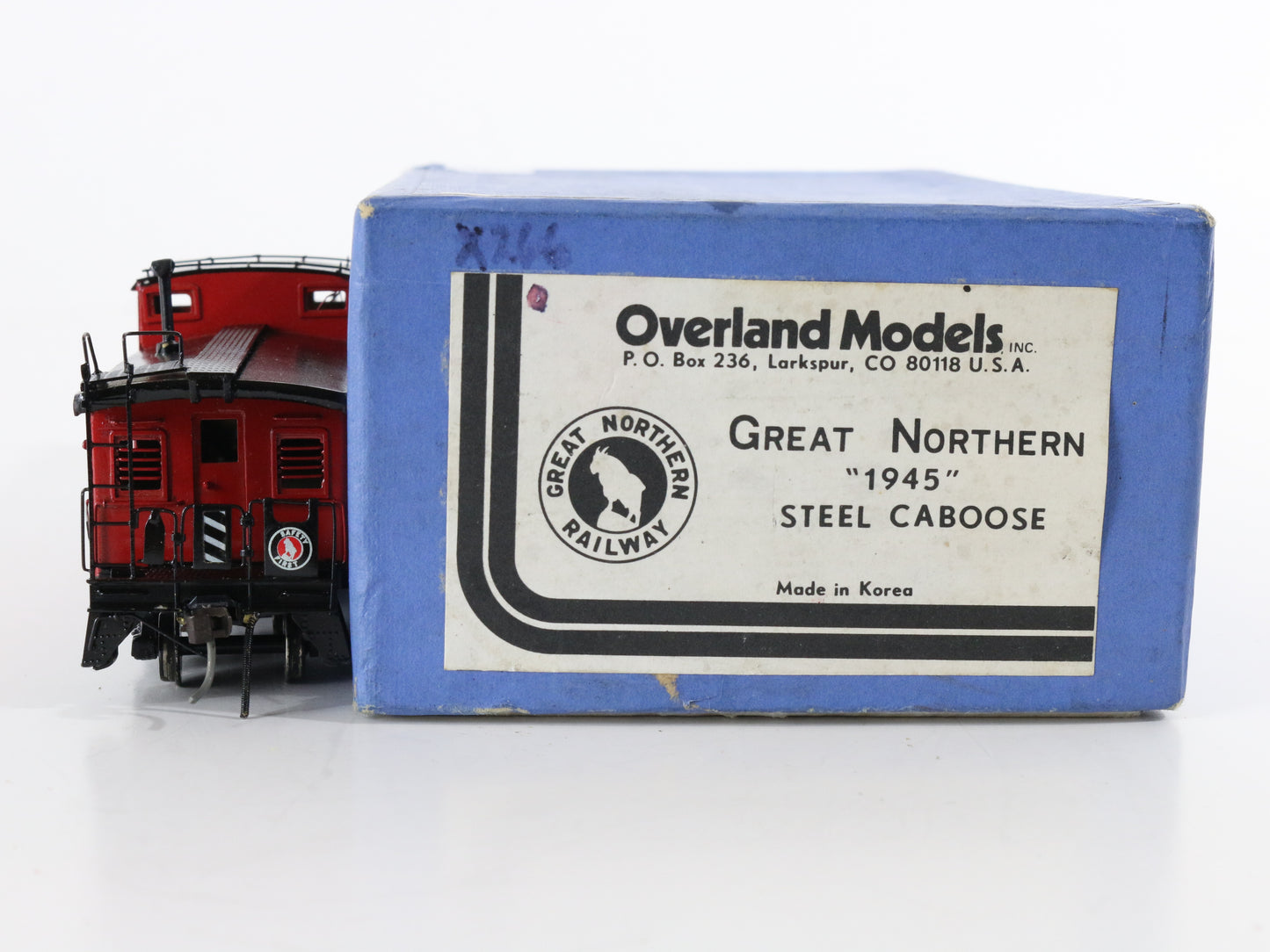 Great Northern GN X266 Red & Black 1945 Steel Caboose Overland Models HO Korea