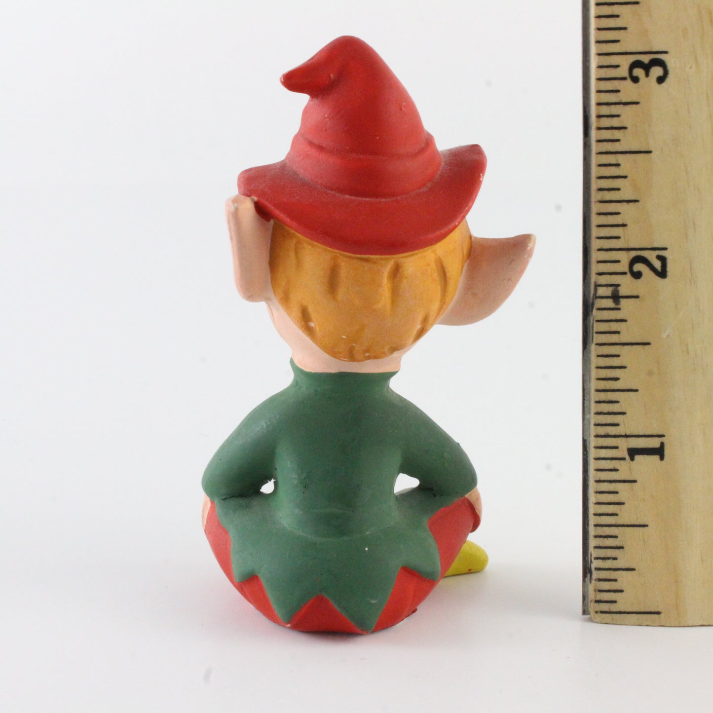 Vintage Red Green Pixie Elf Winking Seated Ceramic Victoria Ceramics Japan 3 In