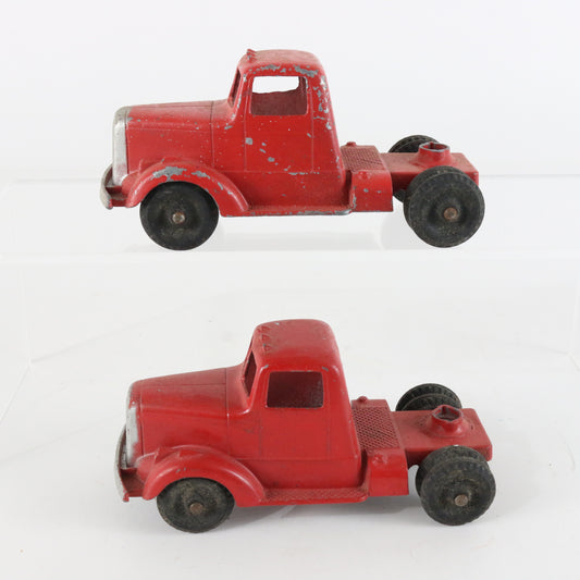 Pair of Tootsietoy Red Diecast Semi Trucks