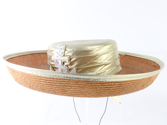 Sonni of California Ladies Elegant Copper and Gold Straw Hat 6 3/4 54cm