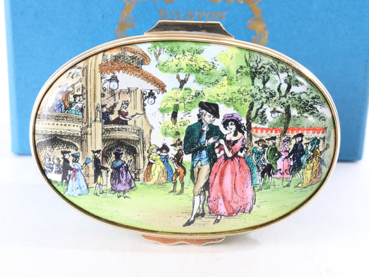 Halcyon Days Vauxhall Pleasure Gardens Oval Enamel Trinket Box 11/236