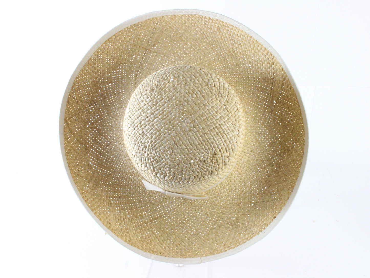 Peralta Place Ladies Natural Straw Summer Hat W/ White Band 7 56cm