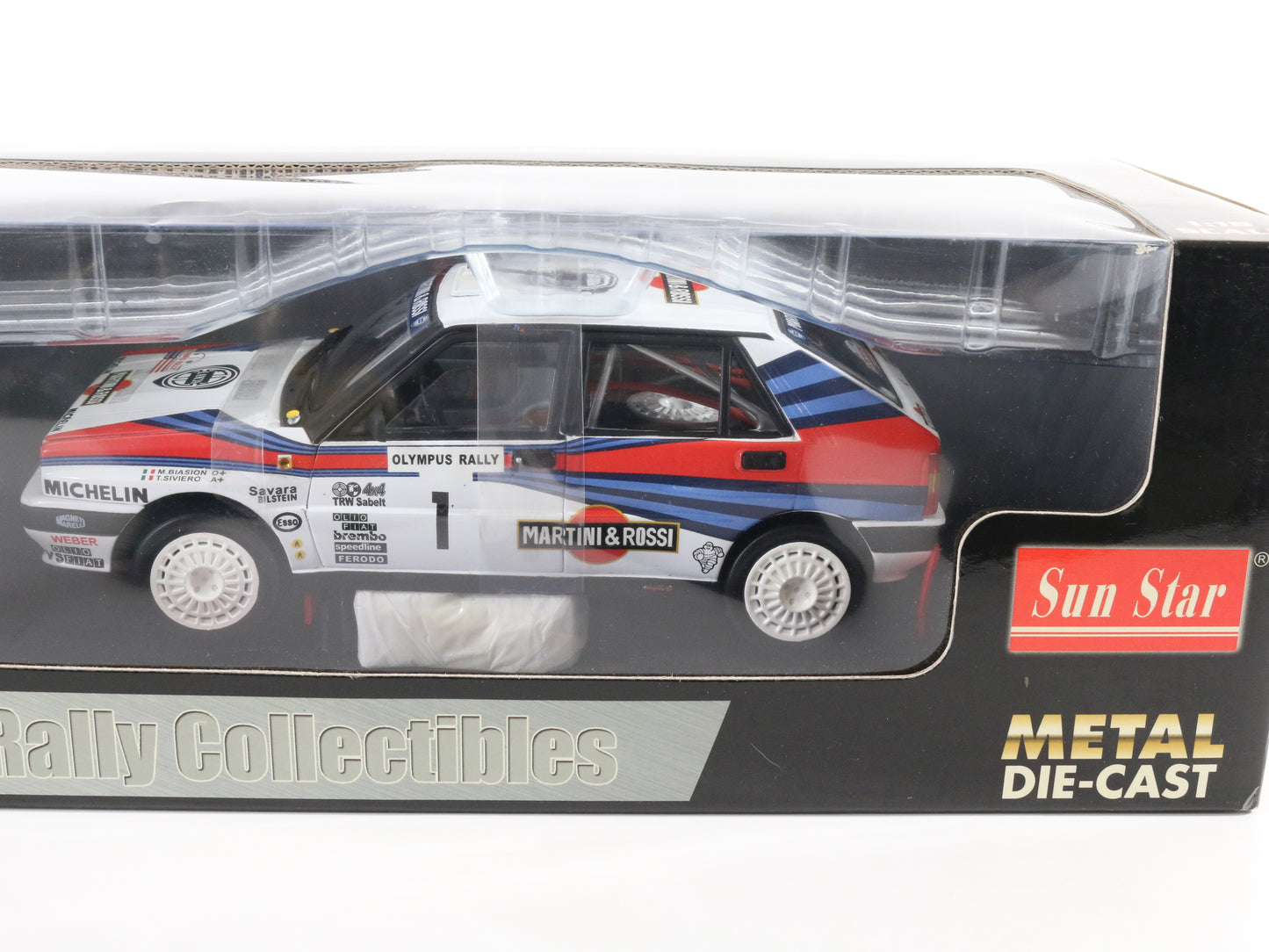 1988 Olympus Lancia Delta Hf Integrale 8v #1 Classic Rally Sun Star 1:18 Diecast