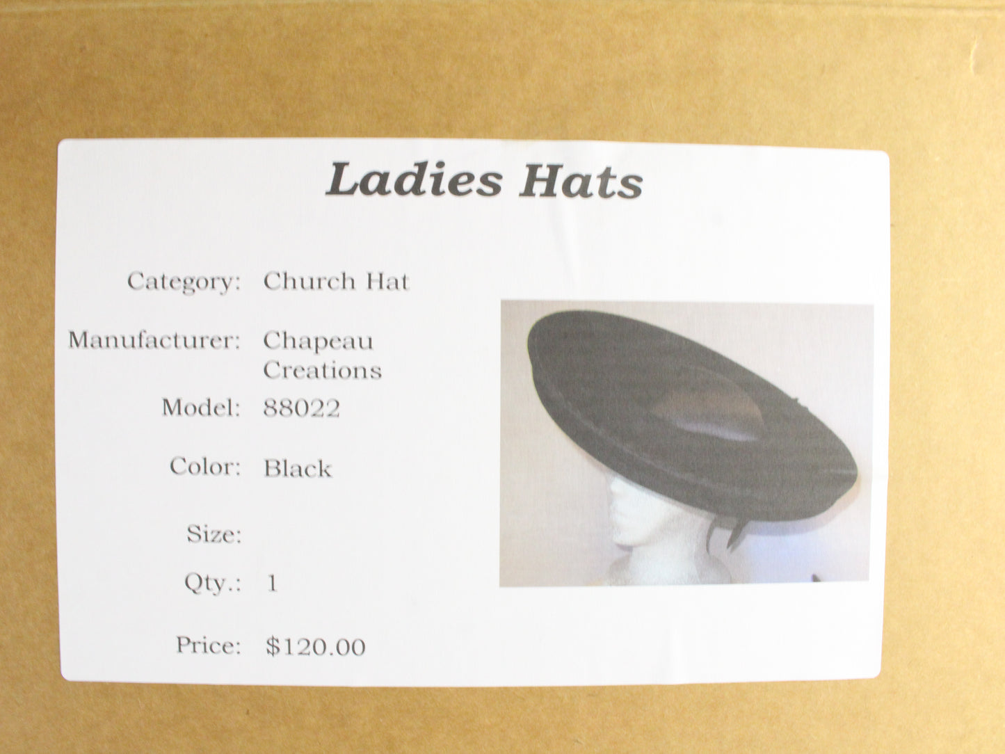 Chapeau Creations Ladies Boutique Black Felt Hat W/ Bow 6 7/8 55cm