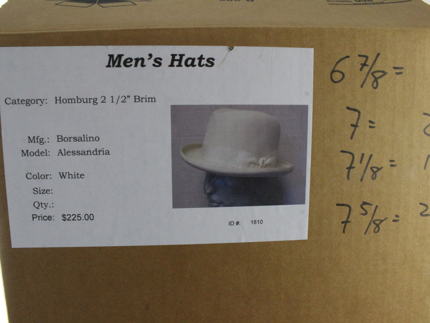 Borsalino Alessandria Mens White Felt Homburg MULTIPLE SIZES