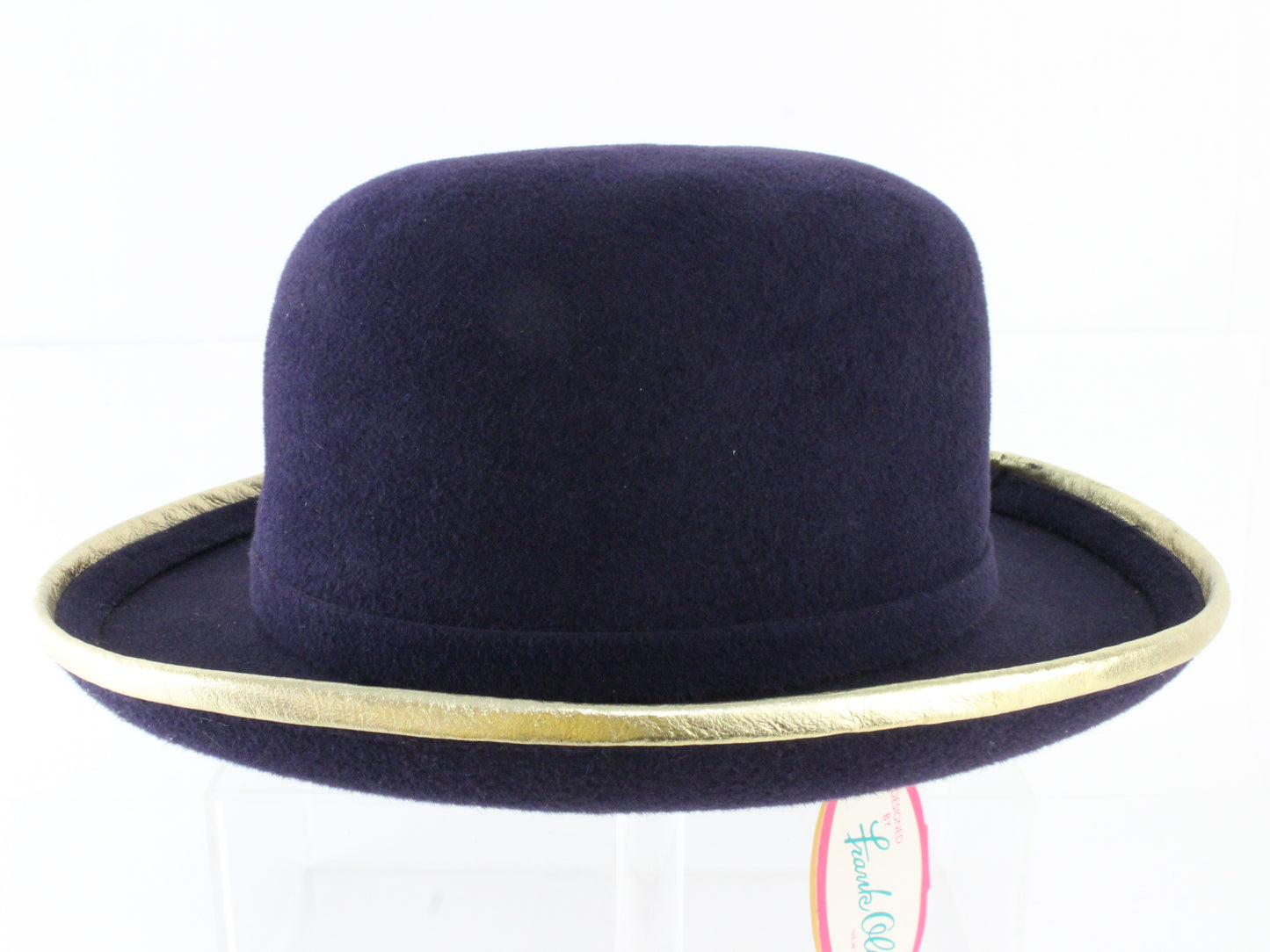 Frank Olive Private Collection Ladies Navy Blue and Gold Felt Hat 7 56cm