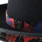 Adolfo II Ladies Elegant Black Wool Felt Hat W/ Floral Pattern 7 56cm