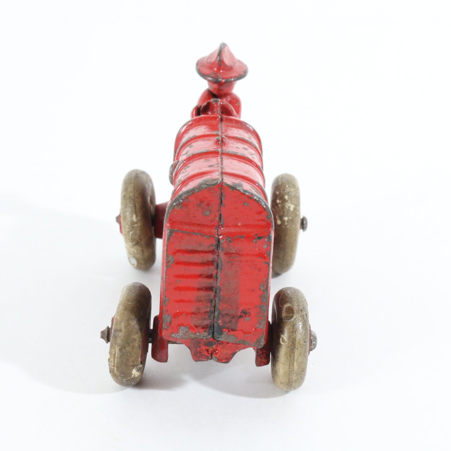 Vintage Cast Iron Red Fordson Tractor w/ Driver Arcade 3.5��� Balloon Wheels