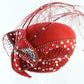 George Zamaul Ladies Boutique Red Felt Hat W/ Rhinestones 6 7/8 55cm