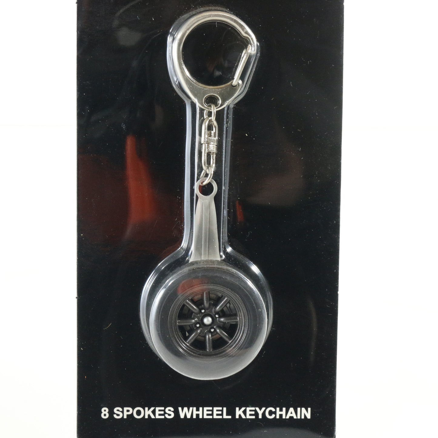 Black 8 Spoke Wheel Tire Keychain Autoart Lifestyle