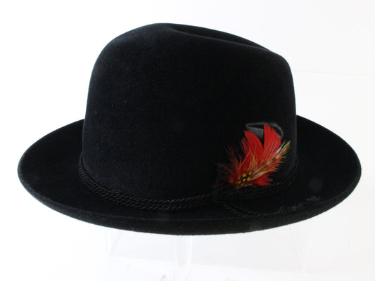 Stetson Sovereign Mens Black Felt Fedora W/ Feather MULTIPLE SIZES