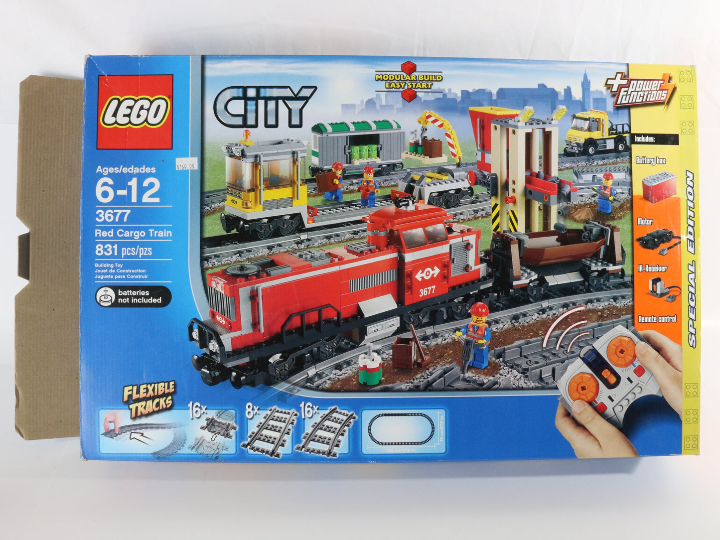 Lego City Red Cargo Train & Track INCOMPLETE SET 3677 W/ Box & Instructions