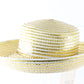 George Zamaul Couture Ladies Gold and White Pattern Hat 7 1/8 57cm