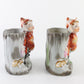 Vintage Red Pixie Elf Ceramic Planter Lot Of 2 Occupied Japan 4.5 In
